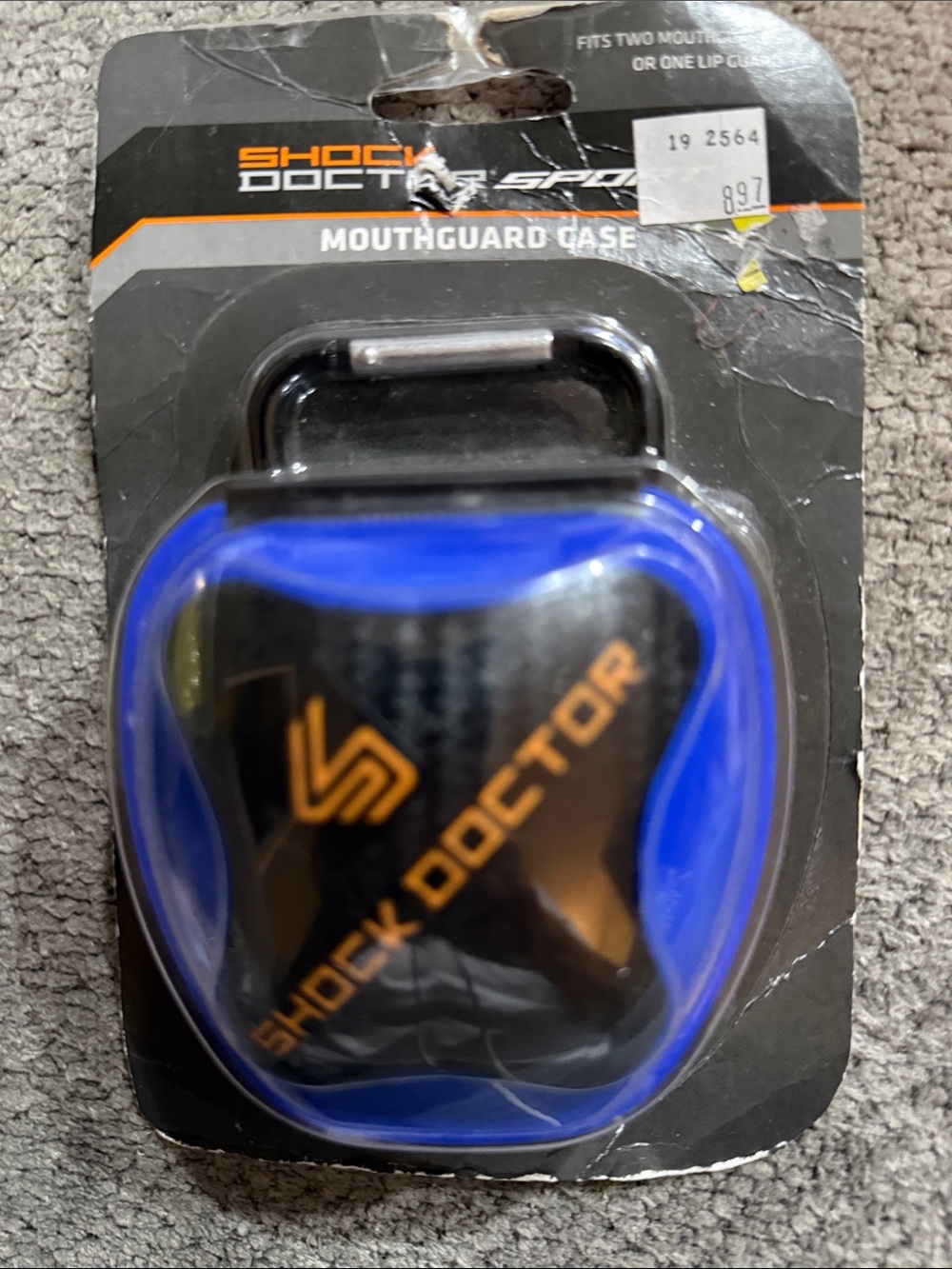 NEW Shock Doctor Mouthguard Case Protective Storage Carabiner Clip Blue
